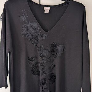 Chico's XL (3) Black sweater with applique
